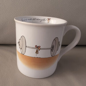 Vintage Hallmark Rim Shots "Give Me Strength" Coffee Tea Mug 1985 Weights Mouse